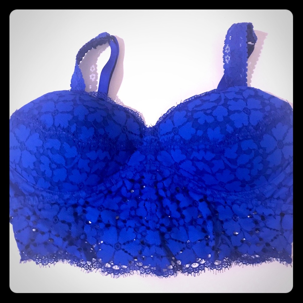 Sexy Blue Push Up Bralette with Eyelet Lace!